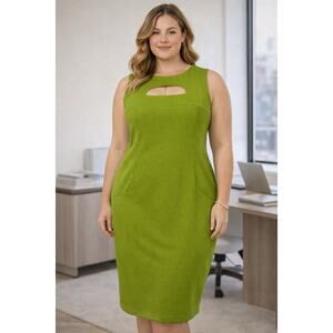 Front Cutout Sleeveless Sheath Pencil Dress Retro Office Siren Vibes Sz: 14/16